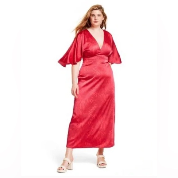 Fe Noel x Target Palm Leaf Contrast Print Flutter Sleeve Maxi Dress - Picture 3 of 4